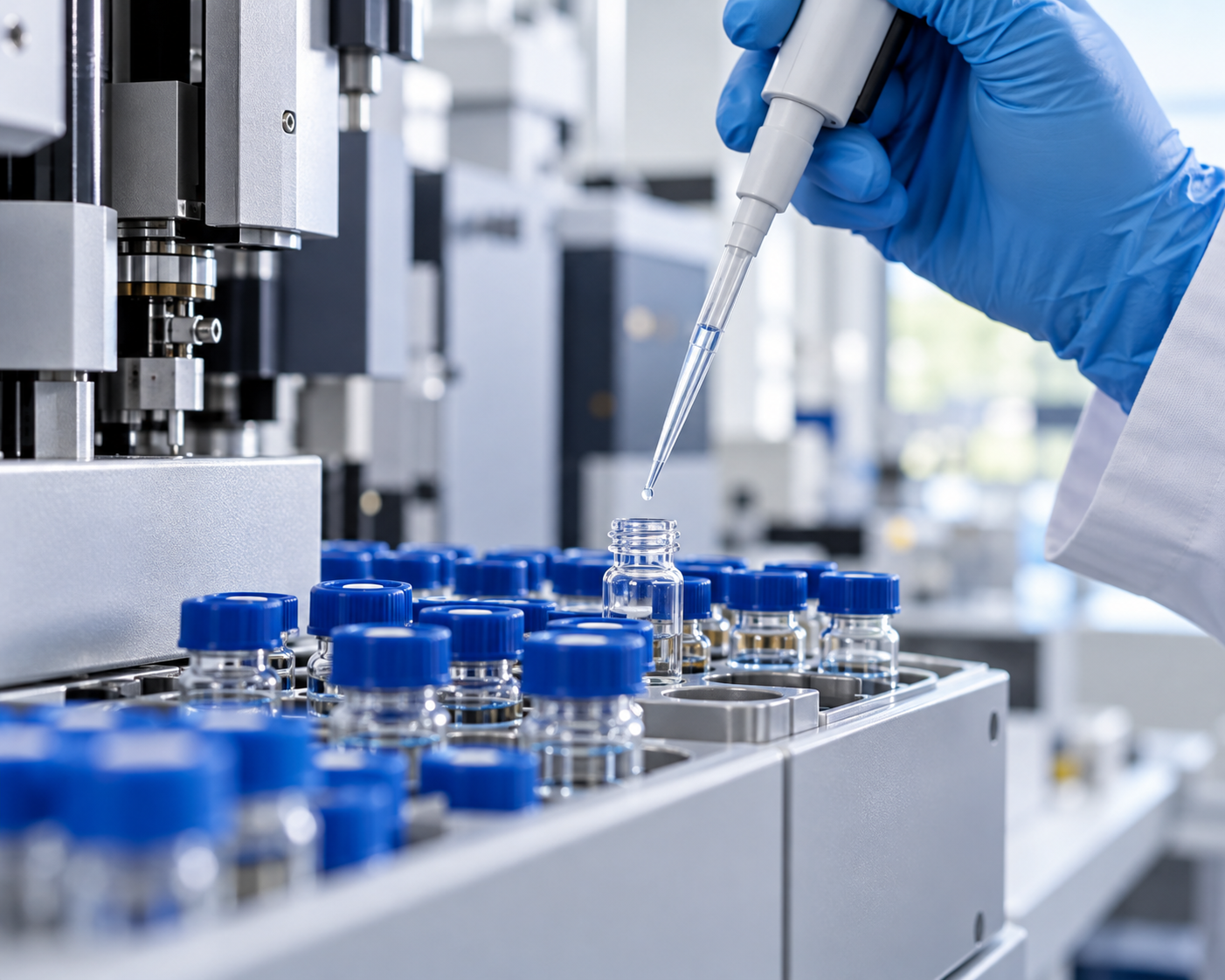 Illustrative close-up of laboratory sample preparation